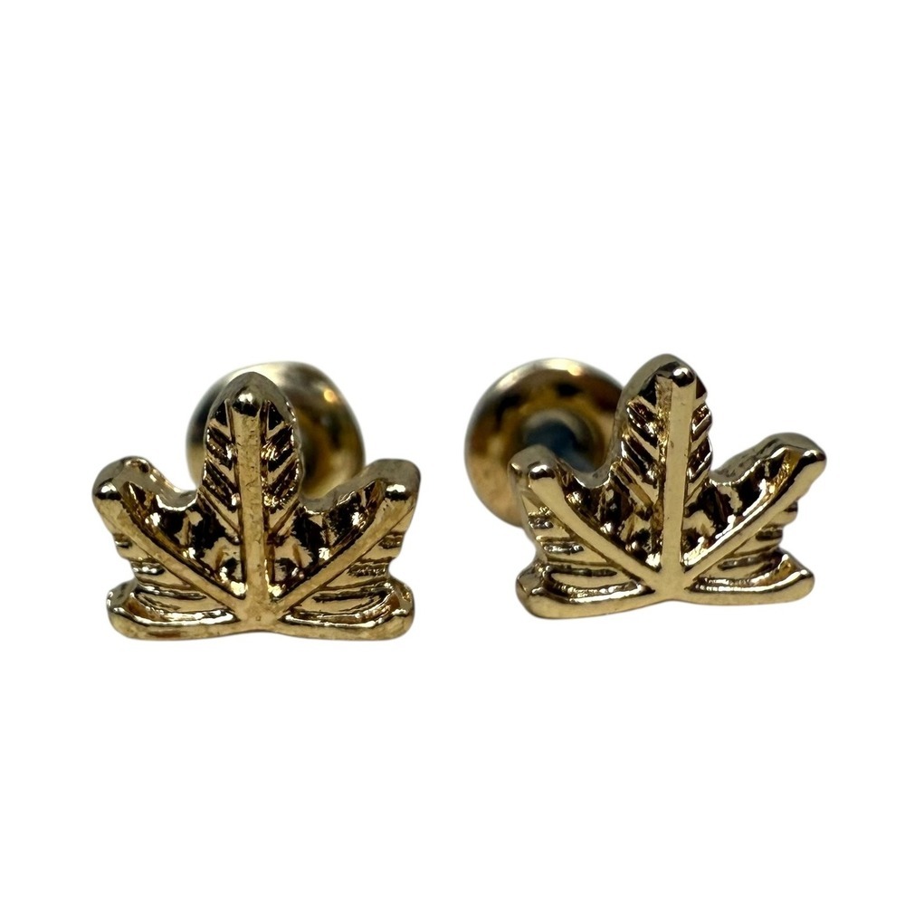 Maple Leaf Brass 14K Gold Plated Earrings Stud Dainty Pierced Fashion Jewelry
